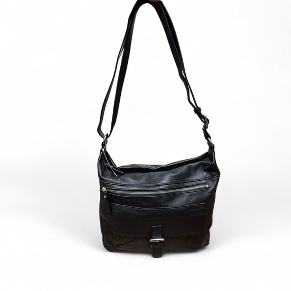 Danier Handbags - Danier Black Genuine Leather Crossbody Shoulder Bag